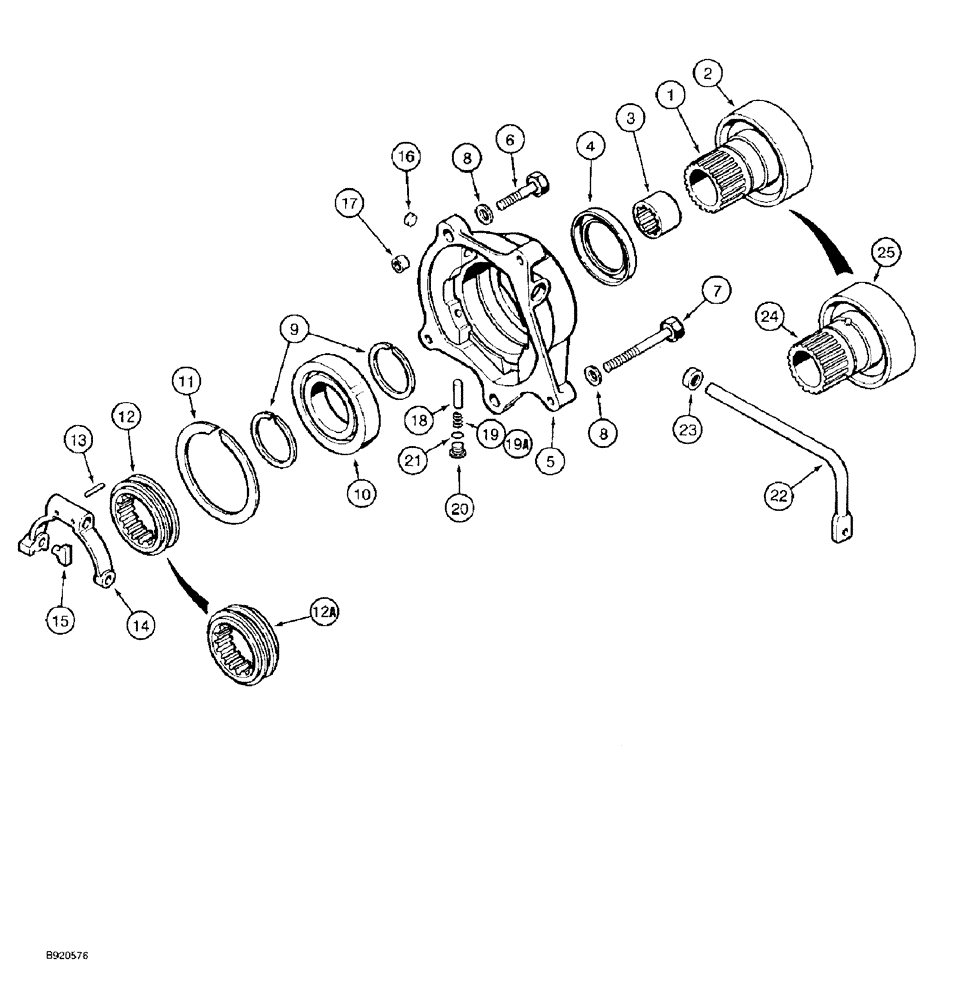 Схема запчастей Case 580SK - (6-80) - TRANSAXLE ASSEMBLY, SHIFT MECHANISM OUTPUT SHAFT, 4 WHEEL DRIVE MODELS (06) - POWER TRAIN