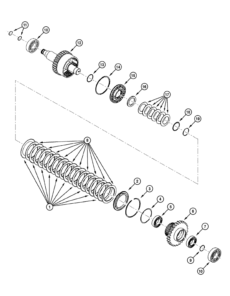 Схема запчастей Case 845 DHP - (06-20[01]) - TRANSMISSION - 3rd SPEED AXLE (06) - POWER TRAIN