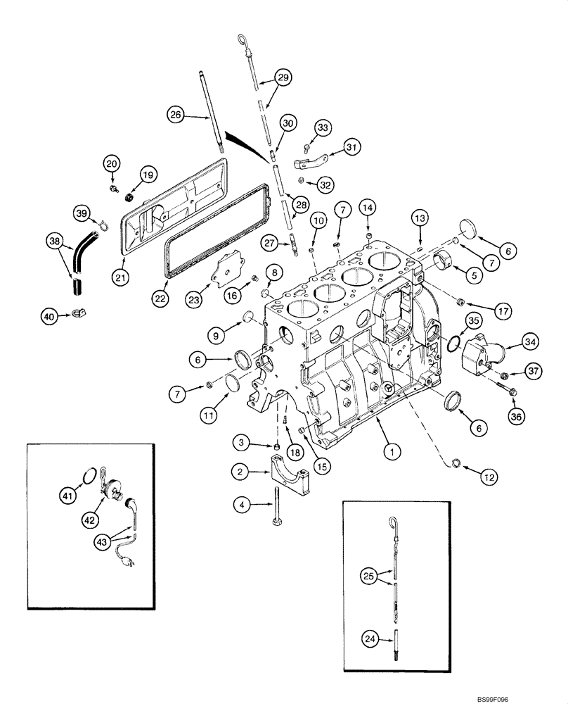 Схема запчастей Case 1845C - (02-26) - CYLINDER BLOCK, 4-390 ENGINE (02) - ENGINE