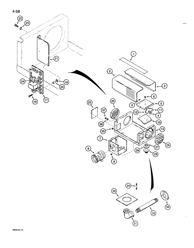 Схема запчастей Case 1086B - (4-058) - LIQUID PROPANE FIRED HEATER, HOUSING, COVERS, AND HEAT (04) - ELECTRICAL SYSTEMS