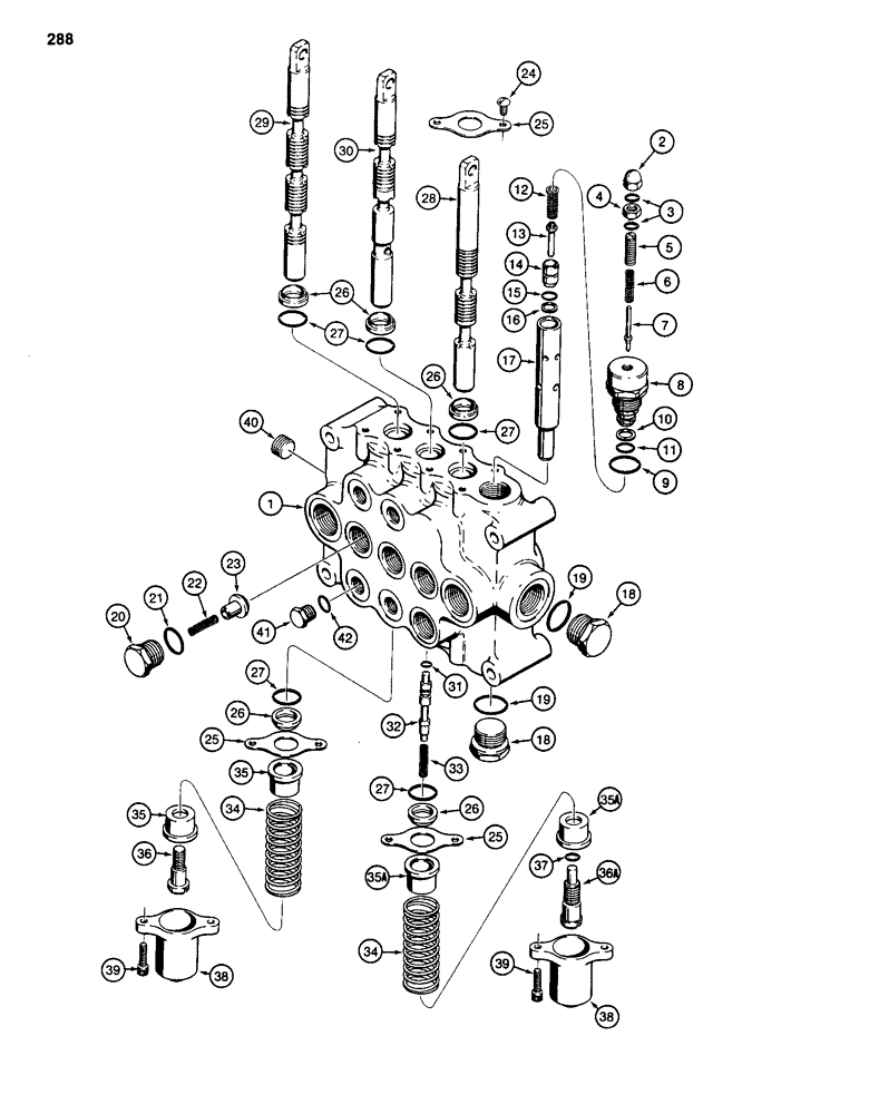 Схема запчастей Case 586D - (288) - D124427 FORKLIFT CONTROL VALVE (35) - HYDRAULIC SYSTEMS