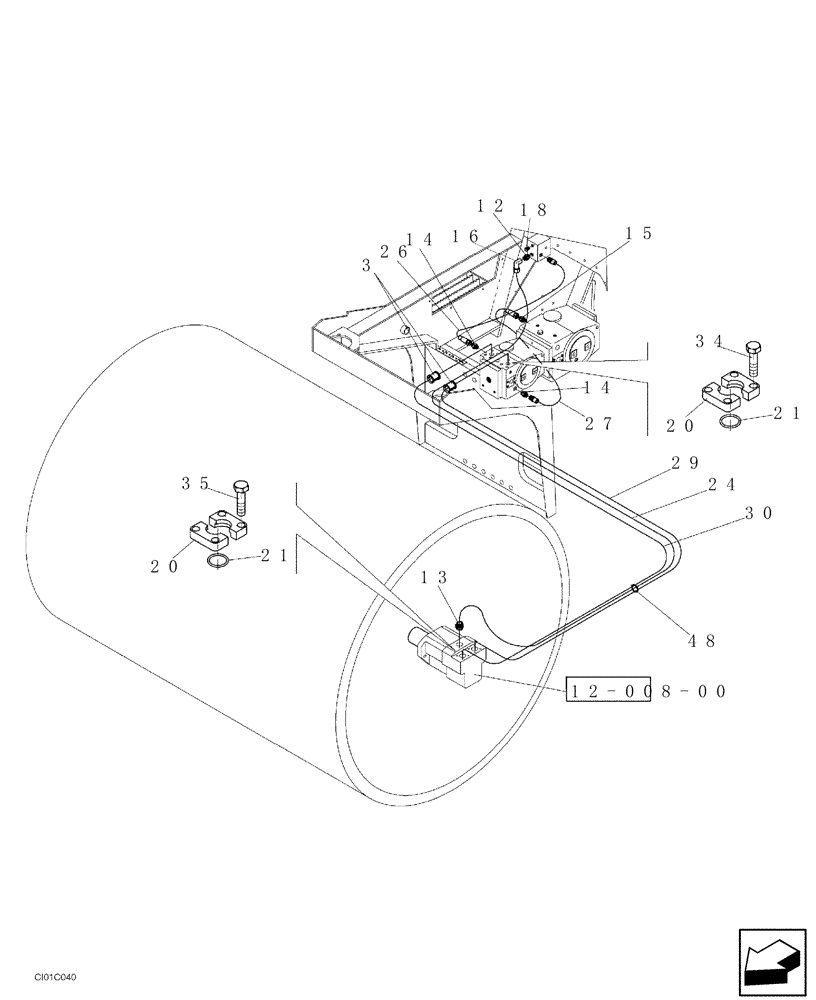 Схема запчастей Case SV212 - (10-002-00[01]) - HYDRAULIC CIRCUIT - VIBRATION (08) - HYDRAULICS