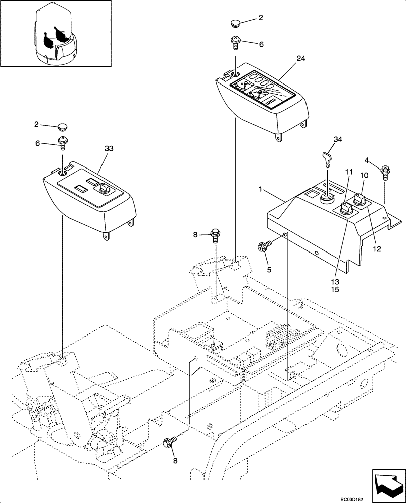 Схема запчастей Case CX25 - (09-35[00]) - INSTRUMENT PANEL ASSY - CAB (TRAVEL ALARM) (09) - CHASSIS/ATTACHMENTS