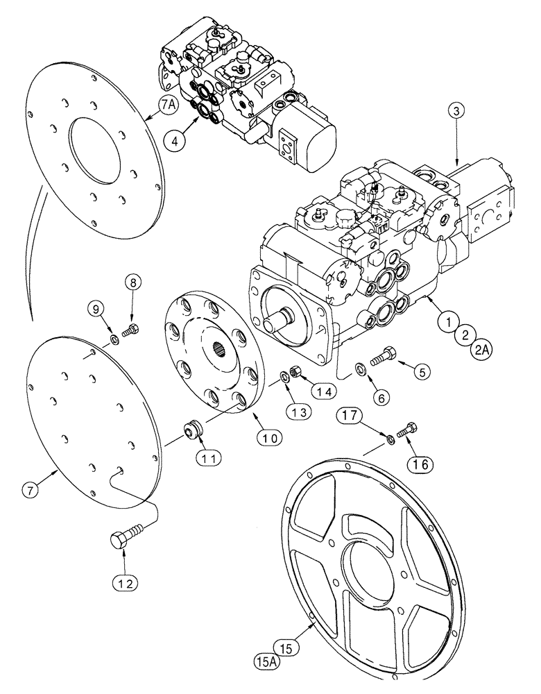 Схема запчастей Case 95XT - (06-15) - TANDEM PUMP, MOUNTING (06) - POWER TRAIN