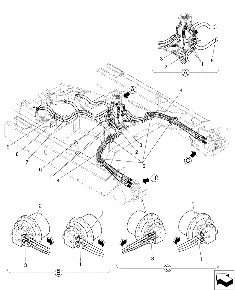 Схема запчастей Case CX36B - (02-013[00]) - HYD LINES, LOW - ANGLE DOZER (35) - HYDRAULIC SYSTEMS