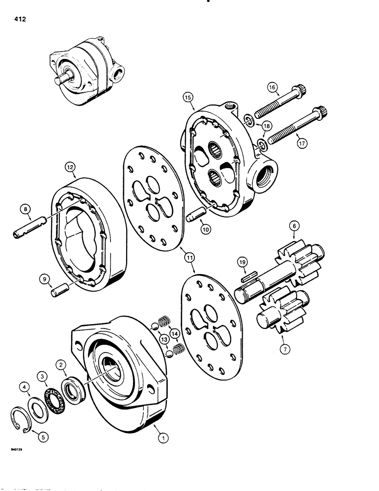 Схема запчастей Case SD100 - (412) - H525527 HYDRAULIC MOTOR (35) - HYDRAULIC SYSTEMS