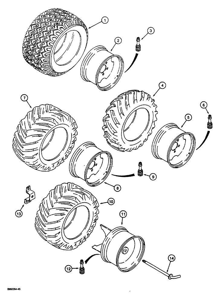 Схема запчастей Case CASE - (6-22) - WHEELS AND TIRES, DUAL WHEEL OPTION (06) - POWER TRAIN