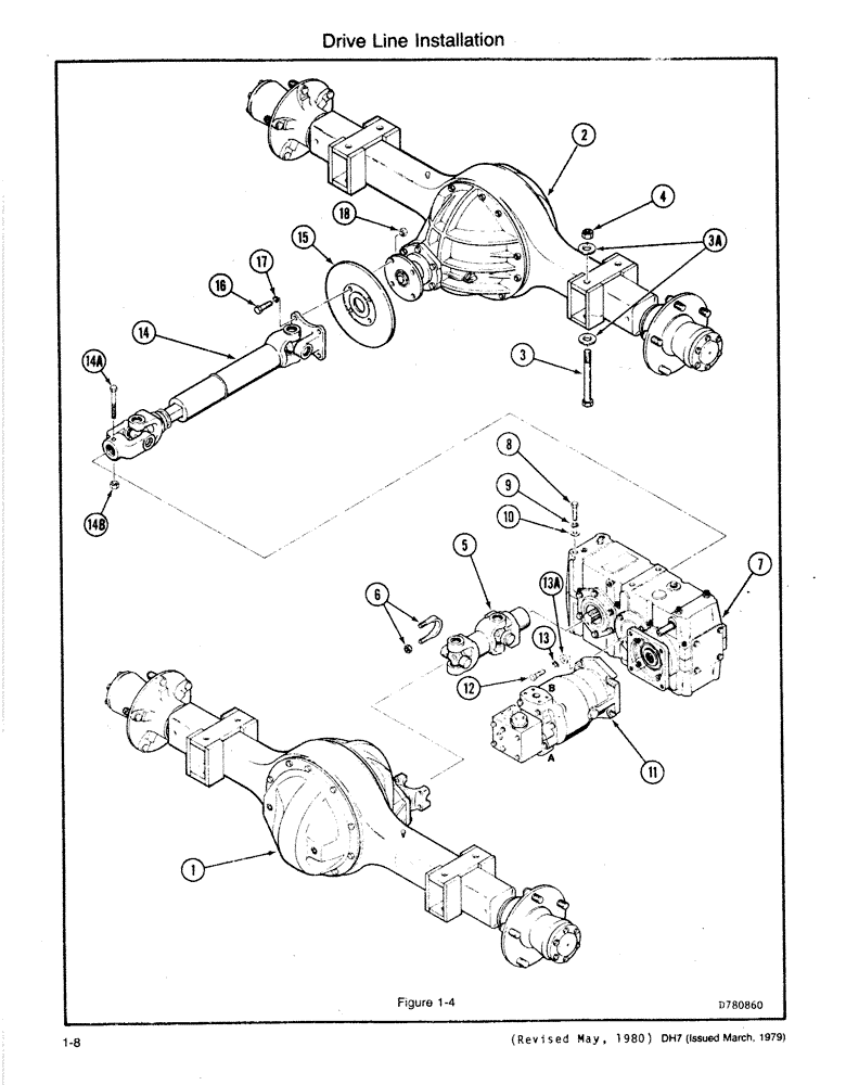 Схема запчастей Case DH7 - (1-08) - DRIVE LINE INSTALLATION (14) - MAIN GEARBOX & DRIVE