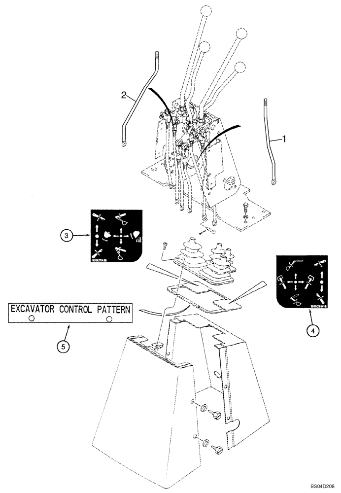 Схема запчастей Case 580SM - (09-19A) - CONTROLS - BACKHOE, EXCAVATOR CONTROL PATTERN (09) - CHASSIS/ATTACHMENTS