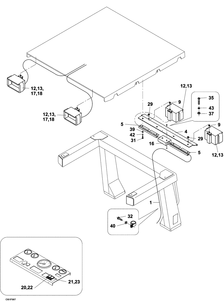 Схема запчастей Case SV228 - (04-001-06[01]) - LAMP, WORK - CAB (06) - ELECTRICAL SYSTEMS