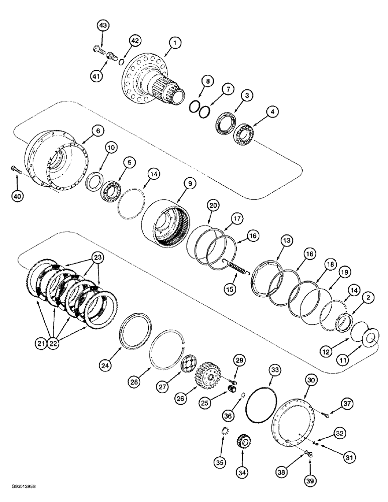 Схема запчастей Case 621B - (6-48) - REAR AXLE HUB, DISC BRAKES AND PLANETARY (06) - POWER TRAIN