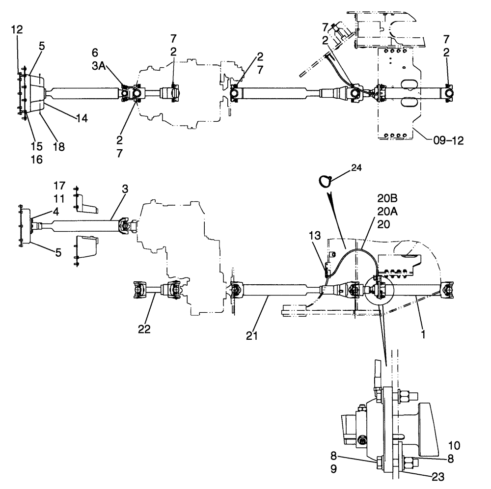 Схема запчастей Case 821E - (06-36) - DRIVE SHAFT MOUNTING (06) - POWER TRAIN