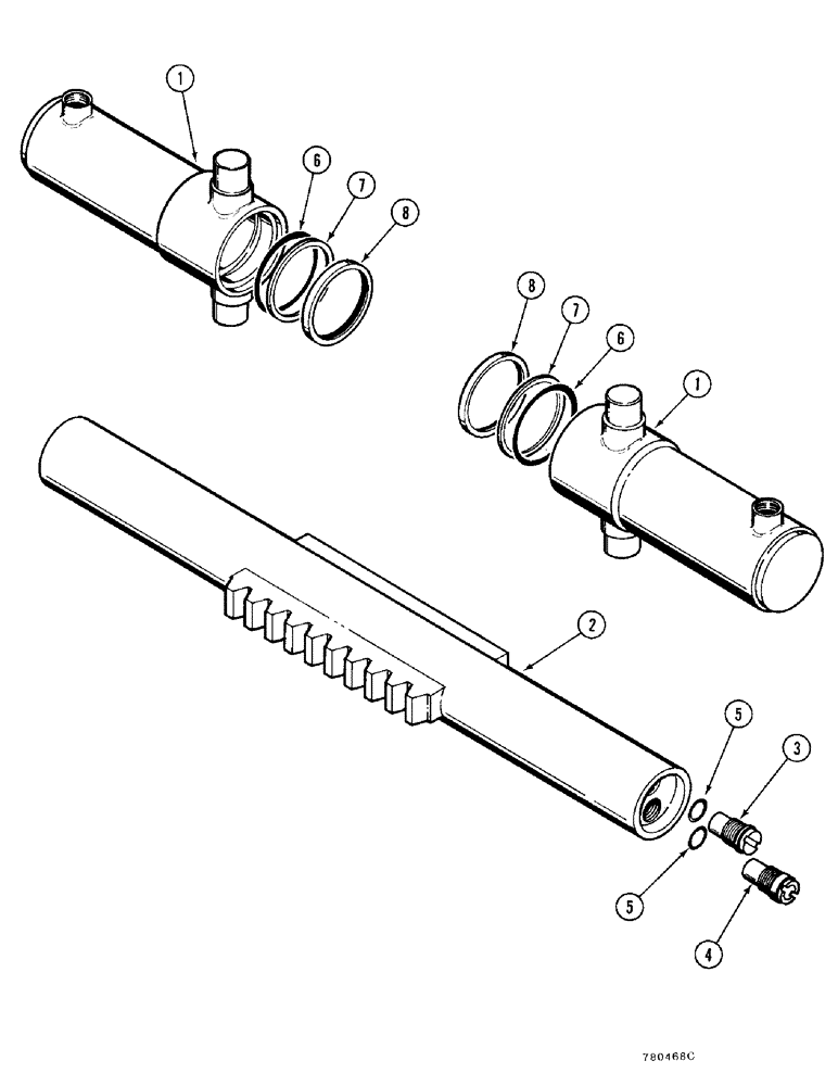 Схема запчастей Case FH4 - (3-26) - BACKHOE SWING CYLINDER ASSEMBLY (35) - HYDRAULIC SYSTEMS