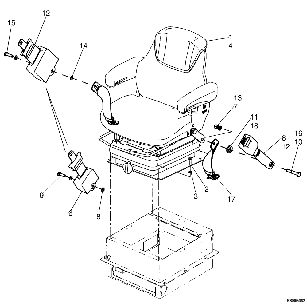 Схема запчастей Case 721E - (09-42) - SEAT - MOUNTING/SEAT BELTS (09) - CHASSIS