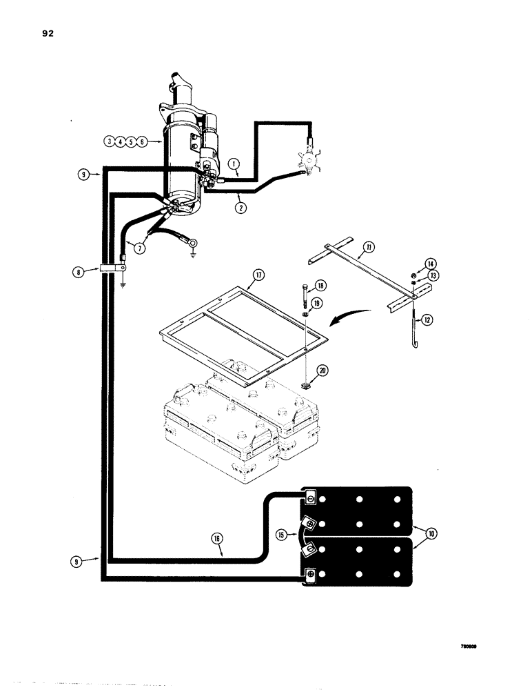 Схема запчастей Case W24B - (092) - ELECTRICAL SYSTEM, BATTERY, STARTER AND BATTERY CABLES (04) - ELECTRICAL SYSTEMS