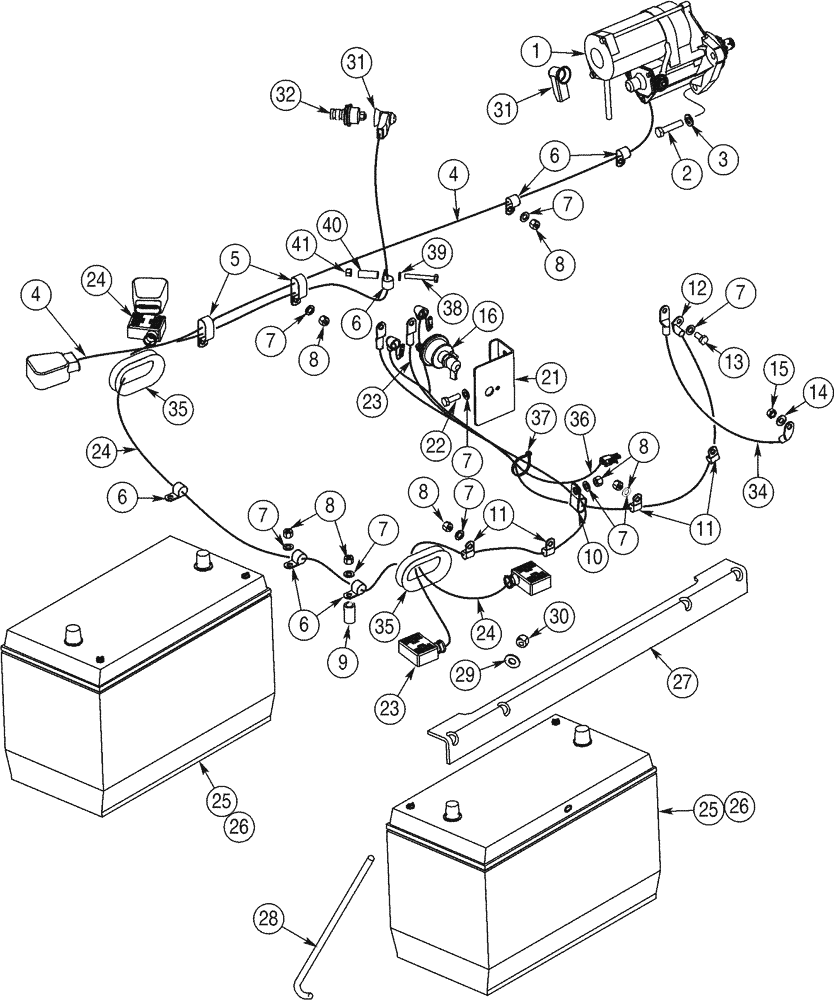 Схема запчастей Case 821C - (04-19) - BATTERY CABLES (04) - ELECTRICAL SYSTEMS