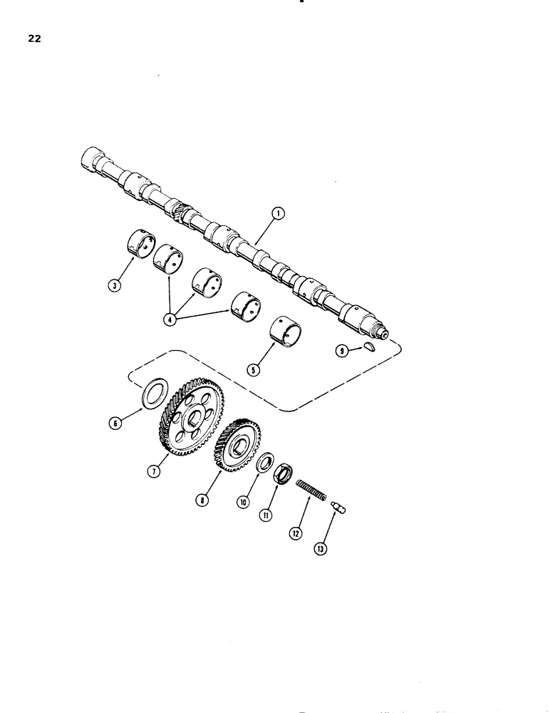 Схема запчастей Case W20 - (022) - CAMSHAFT, (401 BD) DIESEL ENGINE (02) - ENGINE