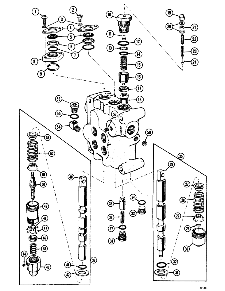 Схема запчастей Case W8B - (216) - A19983 LOADER CONTROL VALVE - 2 SPOOL (07) - HYDRAULIC SYSTEM