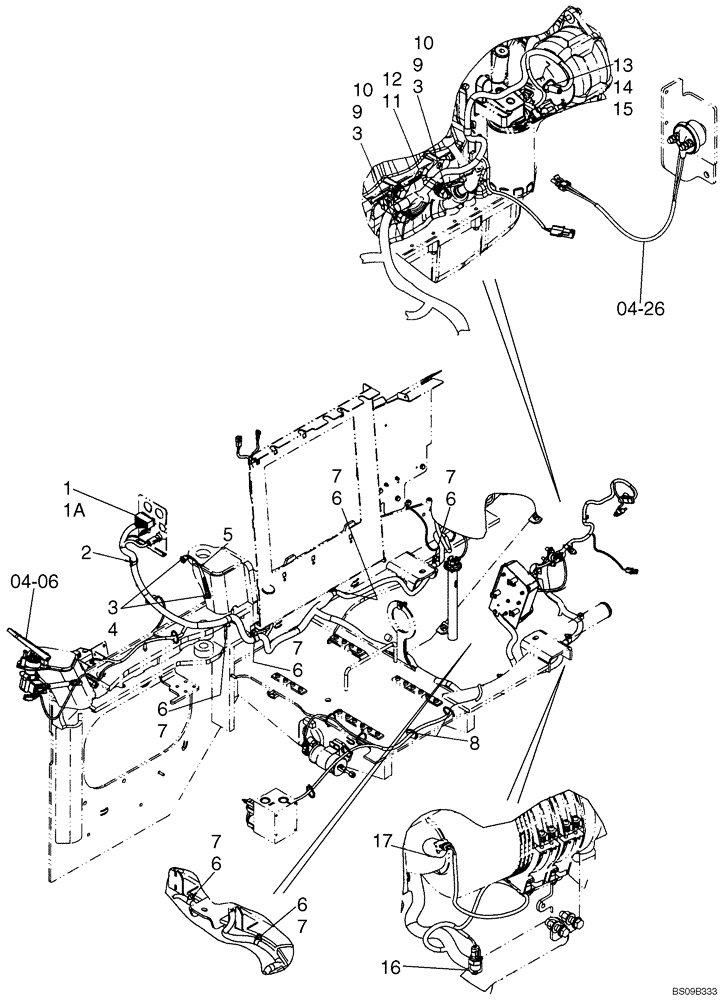 Схема запчастей Case 521E - (04-05) - HARNESS - ENGINE AND REAR CHASSIS (04) - ELECTRICAL SYSTEMS