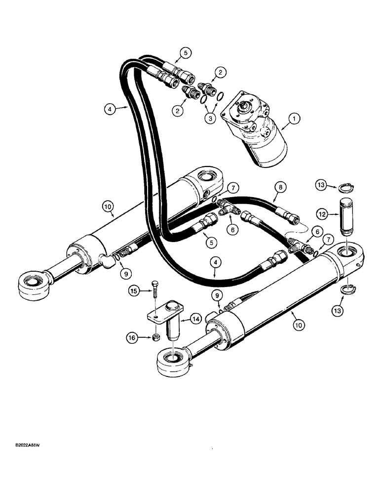 Схема запчастей Case W36 - (5-218) - STEERING HYDRAULIC CIRCUIT, STEERING CONTROL VALVE TO CYLINDERS (05) - STEERING