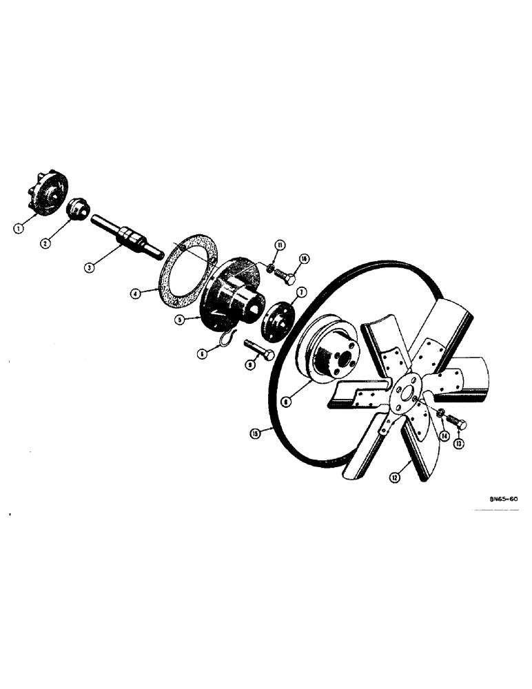 Схема запчастей Case 310D - (014) - WATER PUMP, FAN, FAN BELT, AND PULLEY (01) - ENGINE