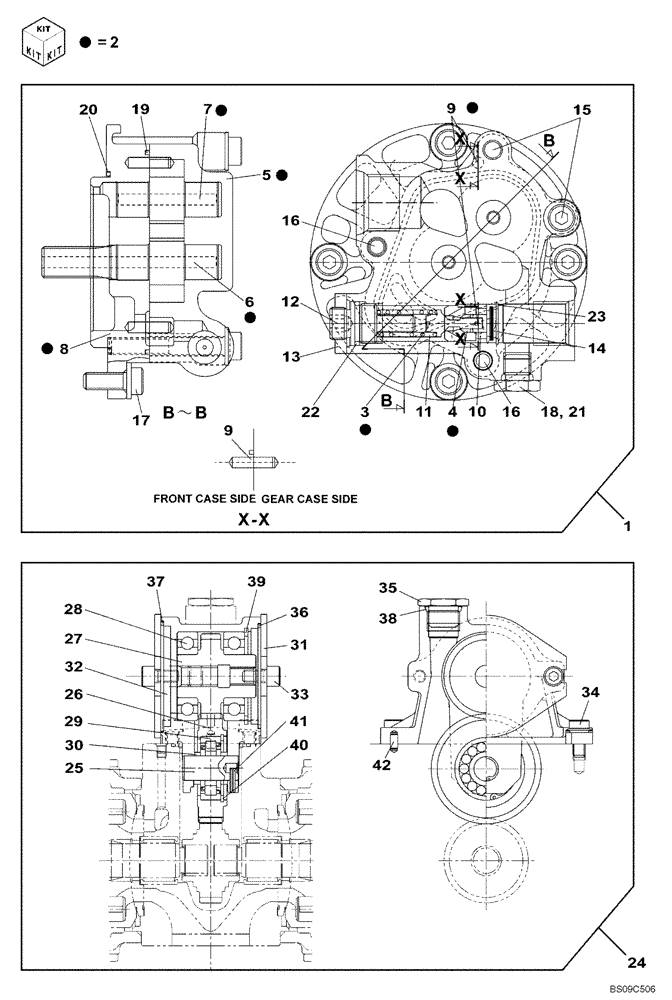 Схема запчастей Case CX130B - (08-04[02]) - HIGH PRESSURE PUMP - PUMP, PILOT CONTROL (OPTIONAL) (08) - HYDRAULICS