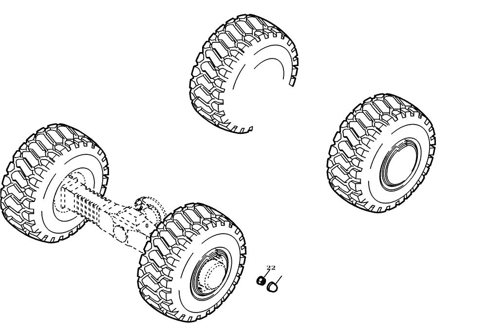 Схема запчастей Case 321D - (05.091[2988024001]) - WHEELS INSTALLATION 405/70R20 XM27-ET22 (44) - WHEELS