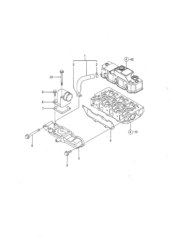 Схема запчастей Case CX36B - (08-005) - SUCTION MANIFOLD ENGINE COMPONENTS