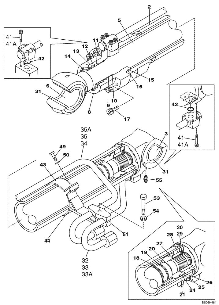 Схема запчастей Case CX240 - (08-46) - CYLINDER ASSY, BOOM, RIGHT HAND - MODELS WITHOUT LOAD HOLD (08) - HYDRAULICS