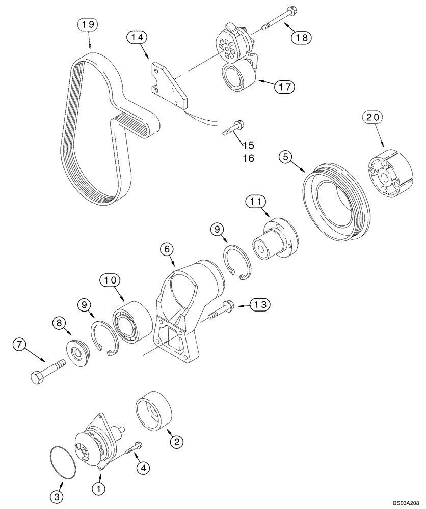 Схема запчастей Case 686G - (2-22) - WATER PUMP SYSTEM - 4-390 AND 4T-390 EMISSIONS CERTIFIED ENGINE (02) - ENGINE