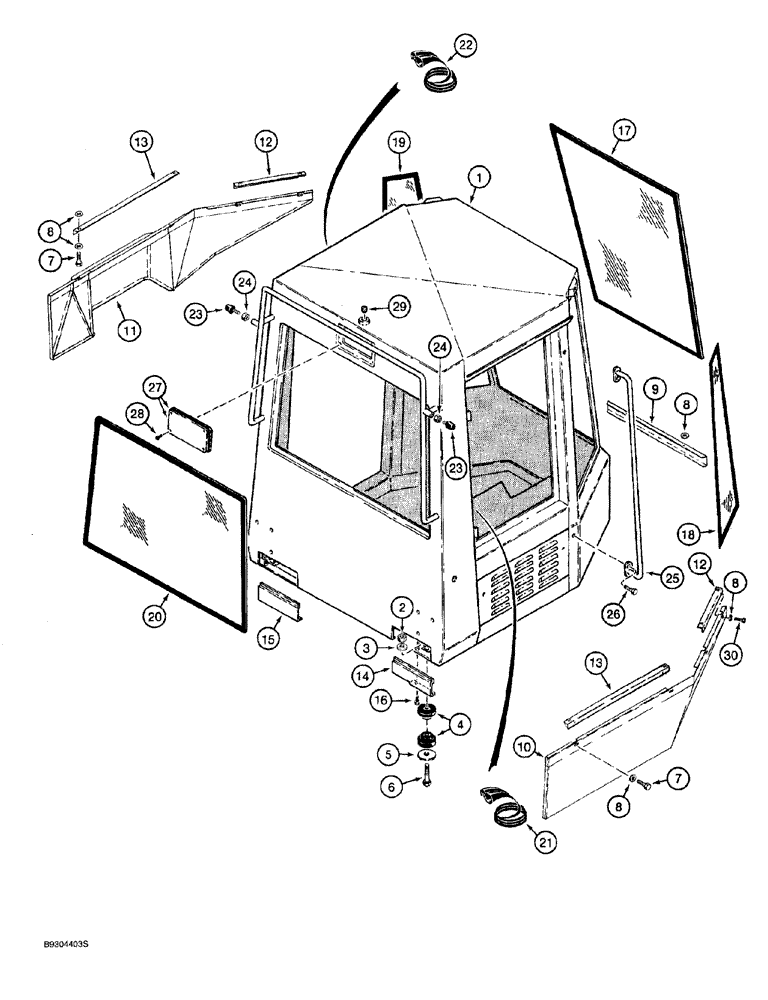 Схема запчастей Case 921 - (9-038) - CAB MOUNTING AND GLASS (09) - CHASSIS/ATTACHMENTS