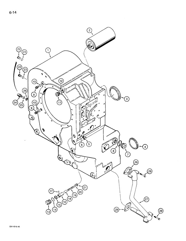 Схема запчастей Case 721 - (6-14) - TRANSMISSION ASSEMBLY, HOUSING, PRIOR TO P.I.N. JAK0022758 (06) - POWER TRAIN