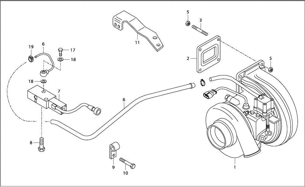 Схема запчастей Case 327B - (01A00000294[001]) - TURBOCHARGER INSTAL(87522849) (01) - ENGINE