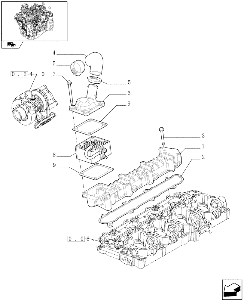 Схема запчастей Case F5CE9454E A002 - (0.07.1) - INTAKE MANIFOLD (504183189 - 504288869) 