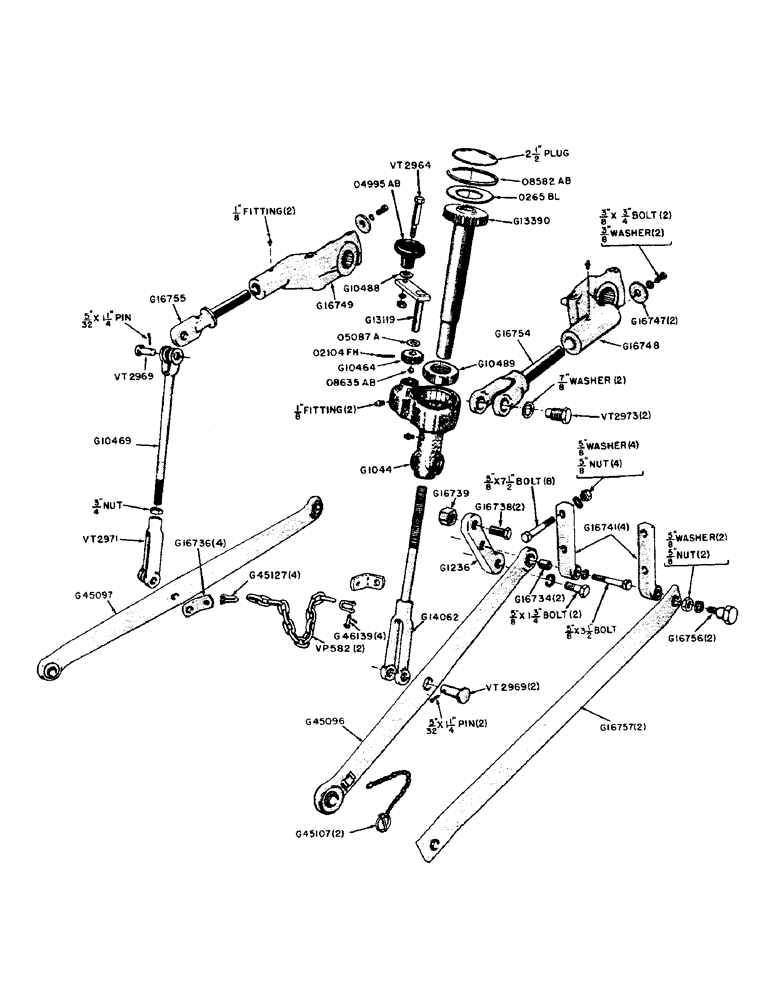 Схема запчастей Case 320 - (100) - THREE POINT HITCH, SWINGING DRAFT ARMS (09) - CHASSIS/ATTACHMENTS