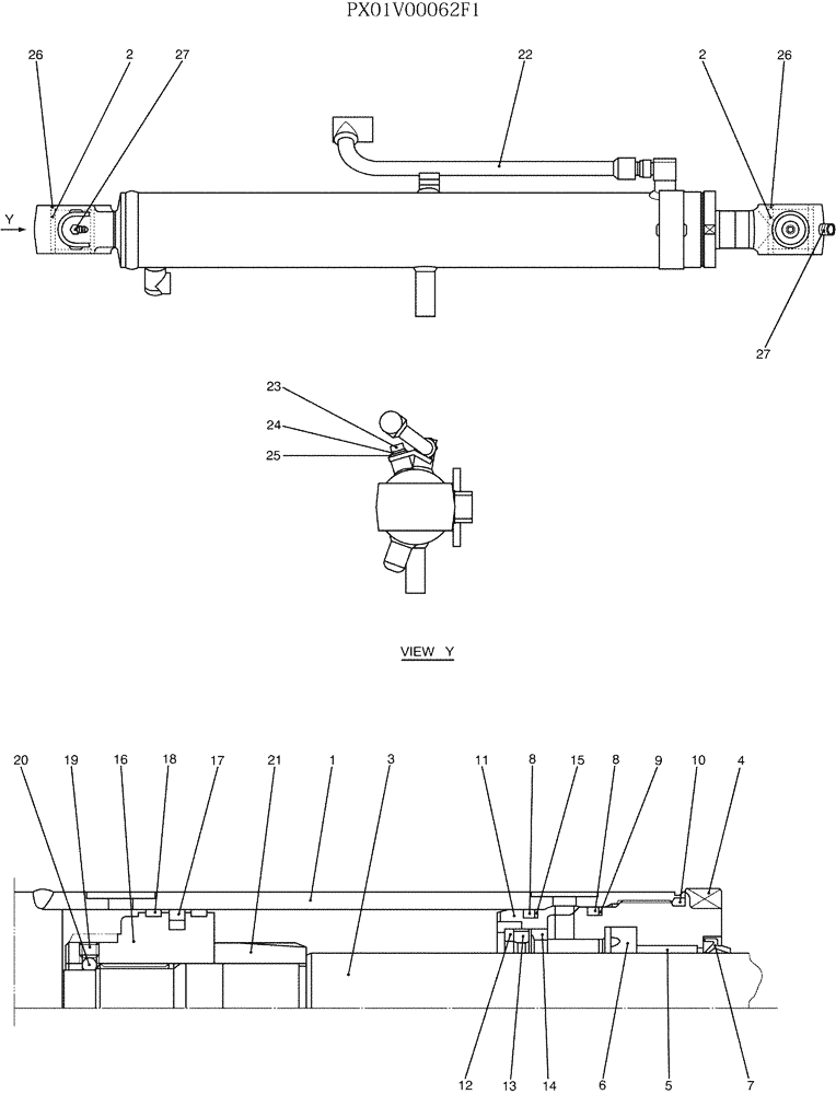 Схема запчастей Case CX36B - (HC600-01[1]) - CYLINDER ASSEMBLY, BOOM (CANOPY) (35) - HYDRAULIC SYSTEMS