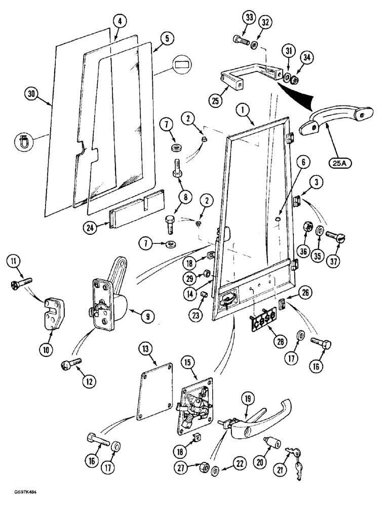 Схема запчастей Case 170C - (9-098) - CAB DOOR, P.I.N. 02321 AND AFTER (09) - CHASSIS