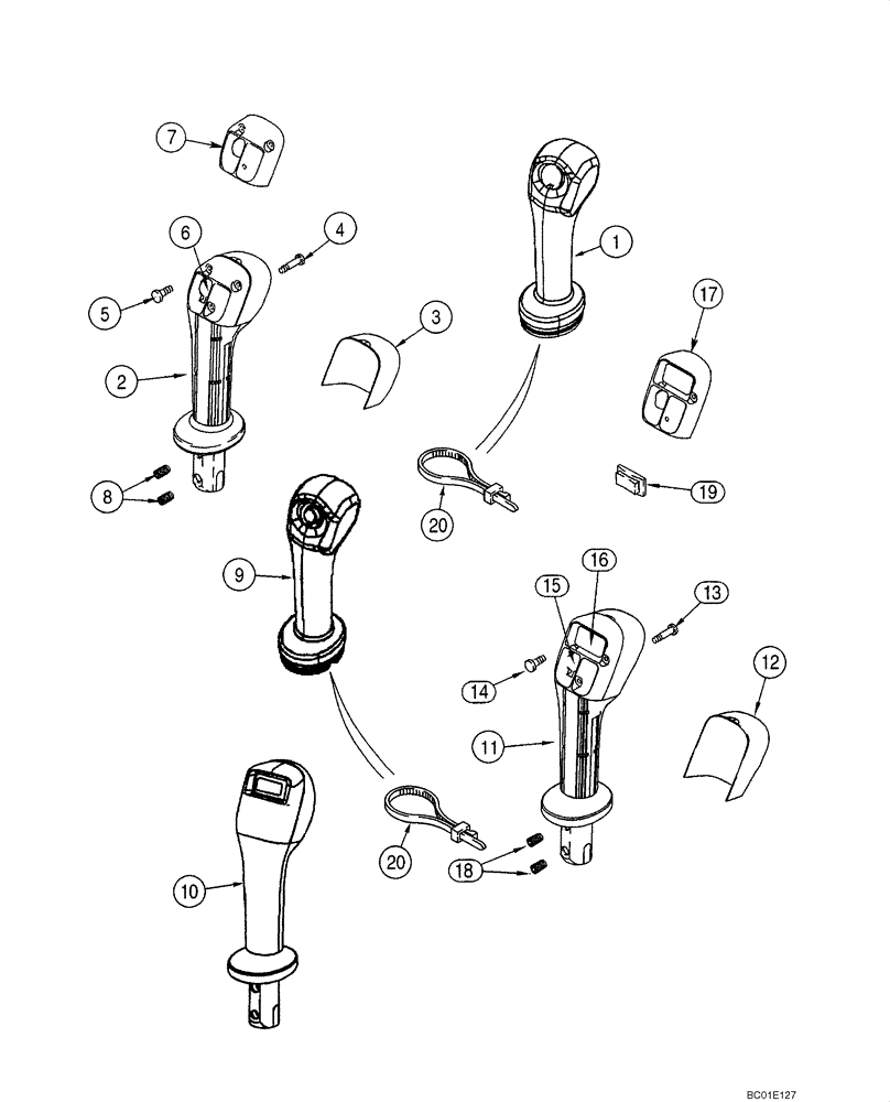 Схема запчастей Case 70XT - (04-24) - CONTROLS, LEFT HAND - HANDLE (04) - ELECTRICAL SYSTEMS