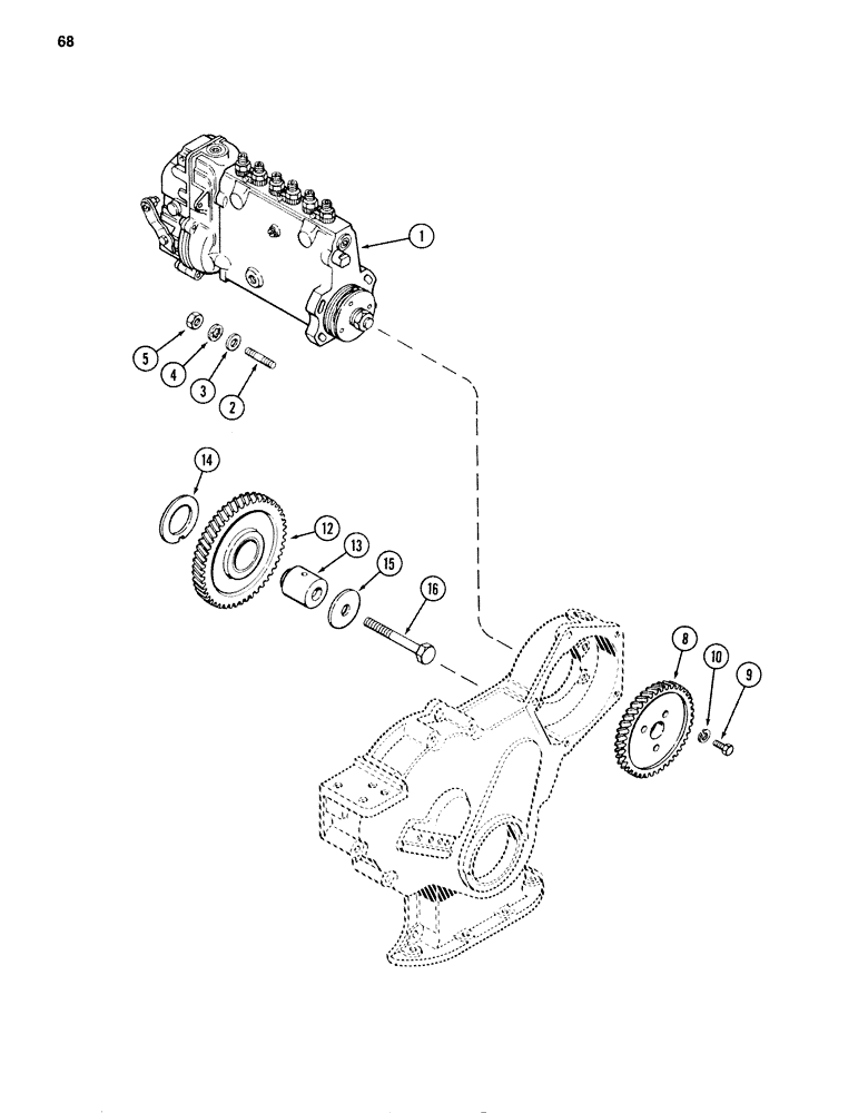 Схема запчастей Case 1280B - (068) - INJECTION PUMP DRIVE, 504BDT DIESEL ENGINE (03) - FUEL SYSTEM