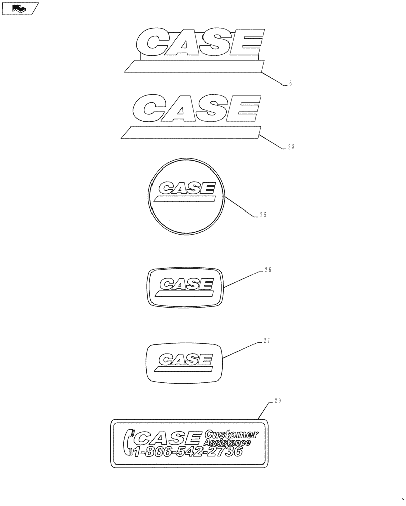 Схема запчастей Case 821F - (90.108.09[01]) - DECALS - COMMON TO MODEL (90) - PLATFORM, CAB, BODYWORK AND DECALS