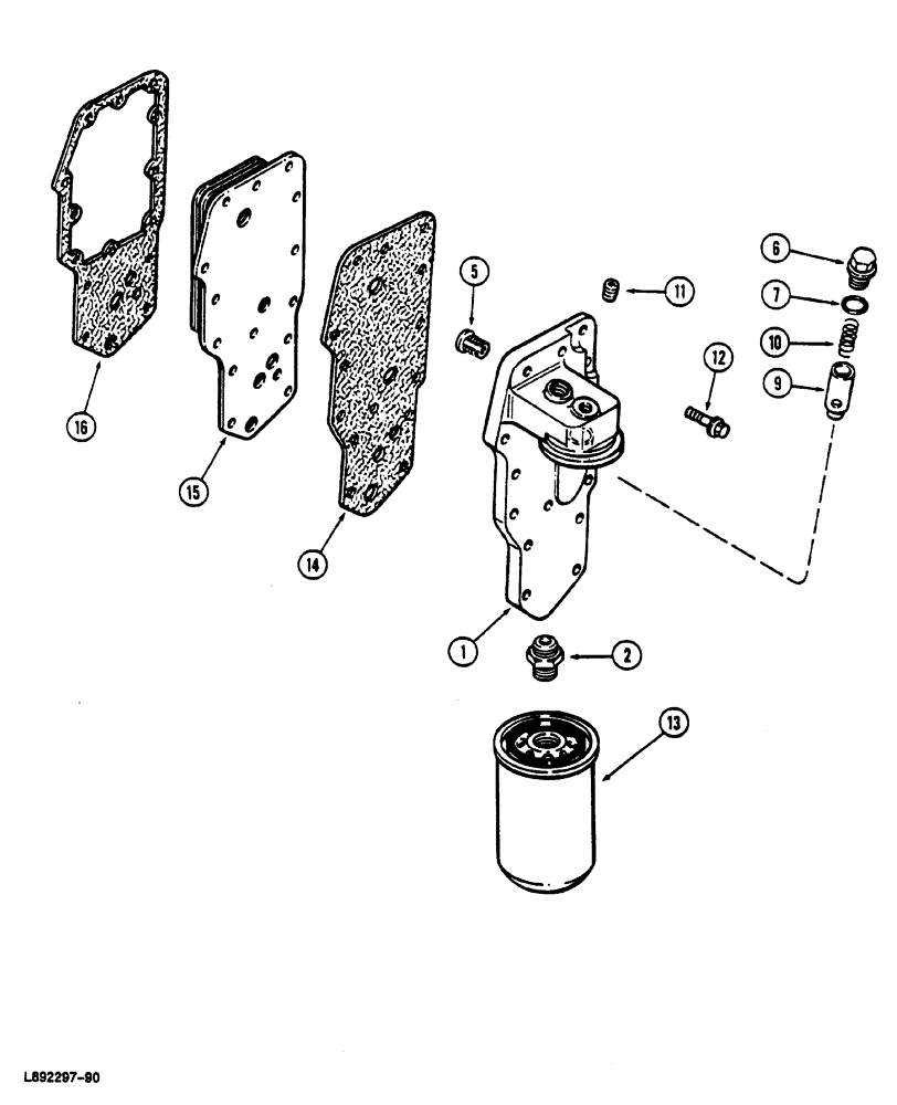 Схема запчастей Case 1088 - (024) - OIL FILTER AND COOLER (10) - ENGINE