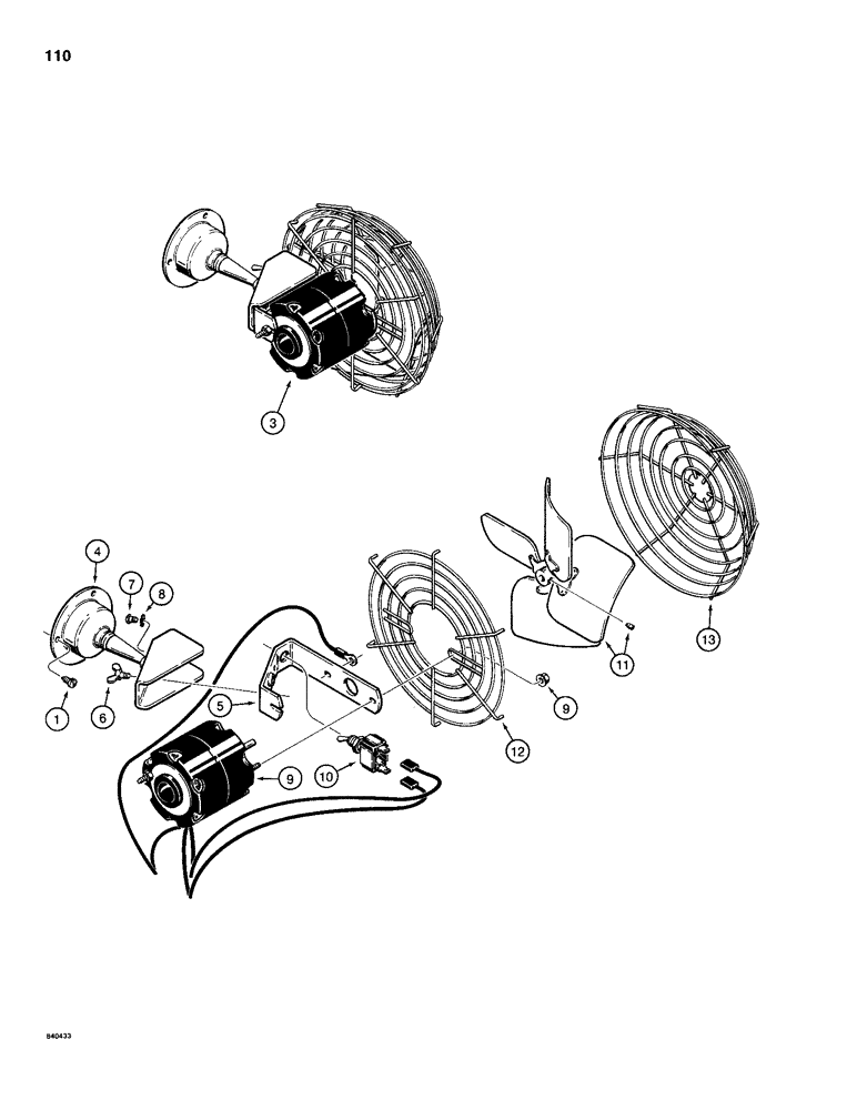 Схема запчастей Case 1280B - (110) - DEFROSTER FAN (04) - ELECTRICAL SYSTEMS