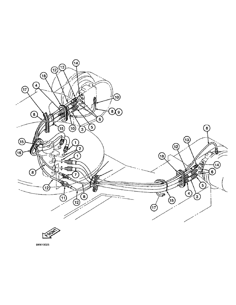 Схема запчастей Case 9010 - (6-14) - TRACK DRIVE HYDRAULIC CIRCUIT, SWIVEL TO TRACK DRIVE MOTORS (06) - POWER TRAIN