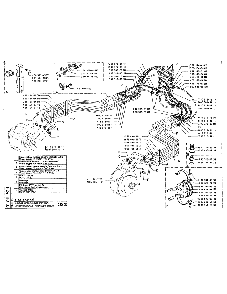 Схема запчастей Case 220 - (140) - UNDERCARRIAGE HYDRAULIC CIRCUIT (07) - HYDRAULIC SYSTEM