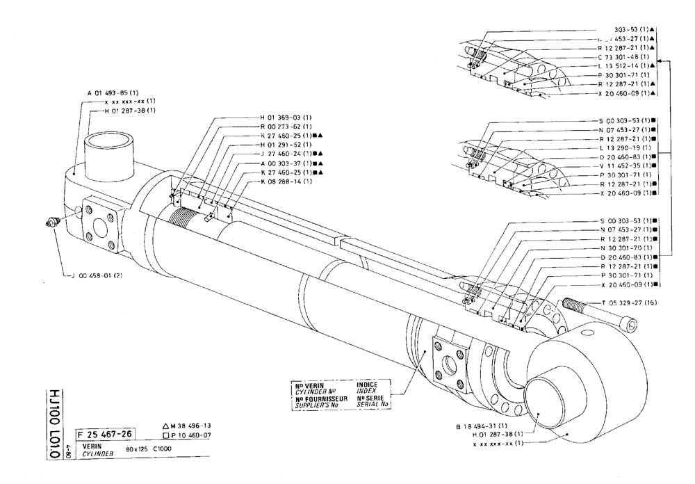 Схема запчастей Case 75C - (HJ100 L01.0) - CYLINDER - 80 X 125 C1000 (07) - HYDRAULIC SYSTEM