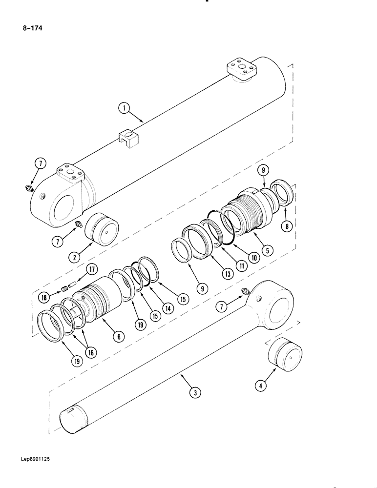 Схема запчастей Case 888 - (8-174) - BOOM CYLINDER, P.I.N. FROM 15256 AND AFTER (08) - HYDRAULICS