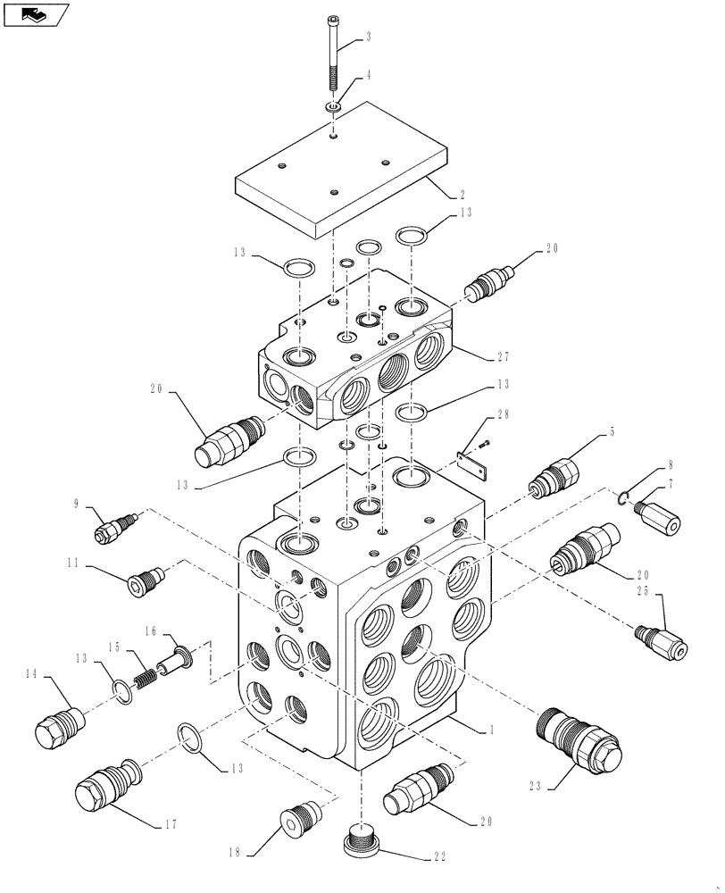 Схема запчастей Case 721F - (35.724.04[01]) - VALVE ASSY - LOADER CONTROL, THREE SPOOL (Z-BAR) (35) - HYDRAULIC SYSTEMS