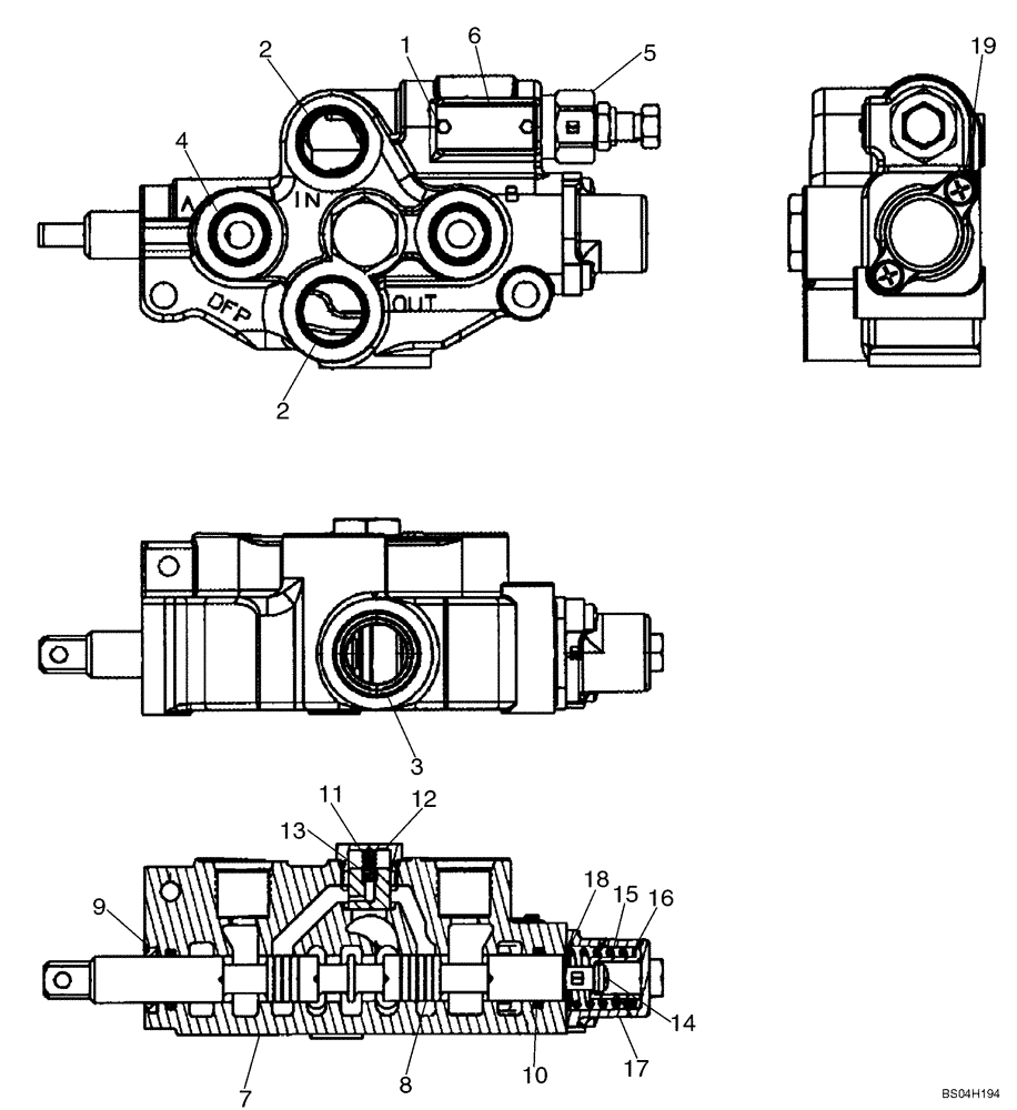 Схема запчастей Case 450 - (08-18) - SECONDARY FRONT AUXILIARY - VALVE ASSY (08) - HYDRAULICS