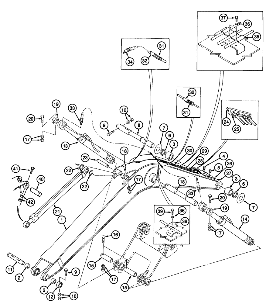 Схема запчастей Case 9040 - (9-54) - BOOM, MOUNTING PINS AND LUBRICATION LINES (09) - CHASSIS