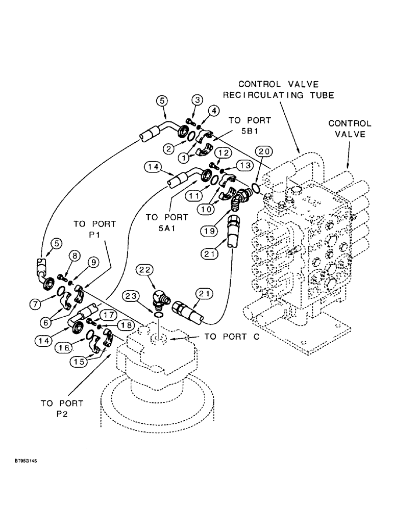 Схема запчастей Case 9060B - (8-074) - SWING MOTOR POWER CIRCUIT (08) - HYDRAULICS